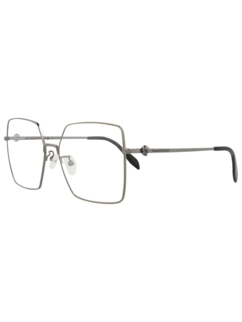 New Alexander McQueen Women's Eyeglasses Square Rectangle Metal Frame Ruthenium